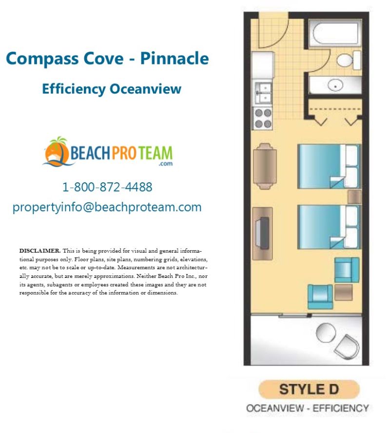 Compass Cove Pinnacle Floor Plan D - Efficiency Ocean View